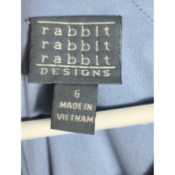 Rabbit Rabbit Rabbit Dress Blue Floral Fit Flare Midi Poly Career Retro Womens 6 - Picture 6 of 15